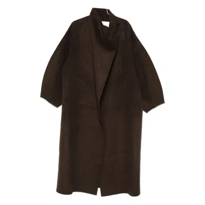 The Frankie Shop Stand Collar Coat In Brown