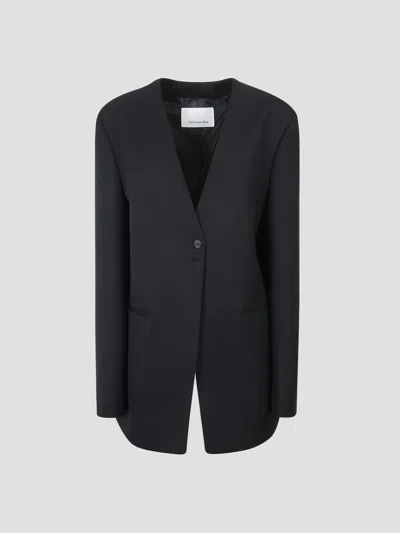 The Frankie Shop Collarless Blazer In Black
