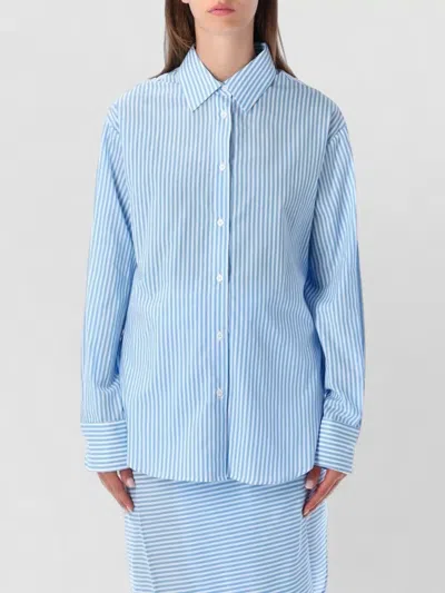 The Frankie Shop Cotton Shirt In Blue
