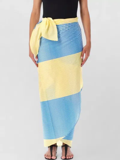 The Frankie Shop Striped Cotton Wrap Maxi Skirt In Yellow