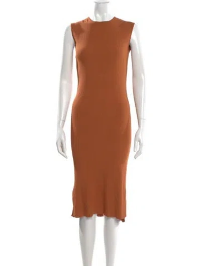 Pre-owned The Frankie Shop Crew Neck Midi Length Dress In Brown