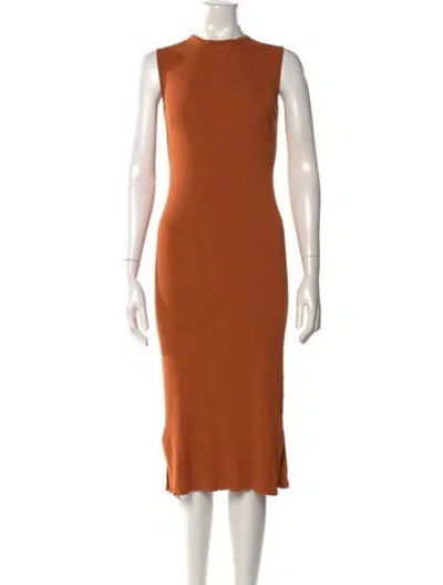 Pre-owned The Frankie Shop Crew Neck Midi Length Dress In Orange