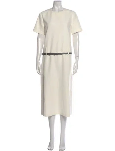 Pre-owned The Frankie Shop Crew Neck Midi Length Dress In White
