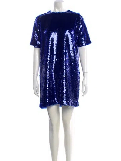 Pre-owned The Frankie Shop Crew Neck Mini Dress In Blue