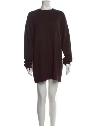 Pre-owned The Frankie Shop Crew Neck Mini Dress In Brown