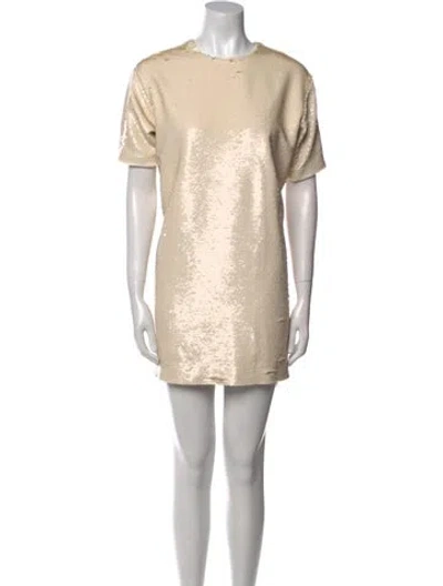 Pre-owned The Frankie Shop Crew Neck Mini Dress In Neutral