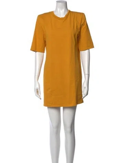 Pre-owned The Frankie Shop Crew Neck Mini Dress In Yellow