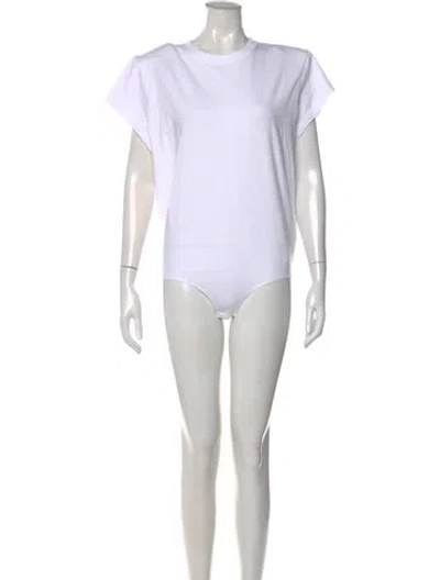 Pre-owned The Frankie Shop Crew Neck Short Sleeve Bodysuit W/ Tags In White