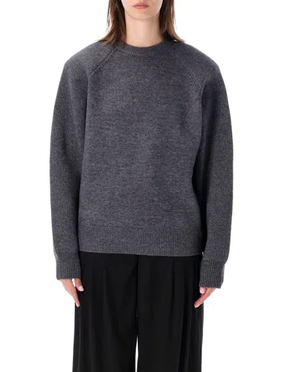 The Frankie Shop Shoulder Pad Sweater Crew Neck Design In Gray