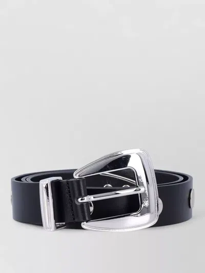 The Frankie Shop Croc Patent Leather Belt Silver Studs In Orange
