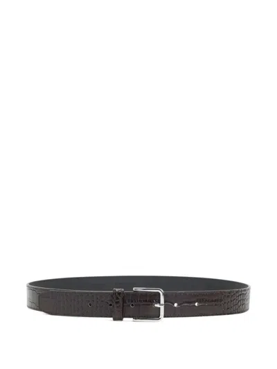 The Frankie Shop Crocodile-embossed Leather Belt In Brown