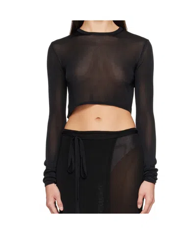 THE FRANKIE SHOP CROPPED KNITTED T-SHIRT