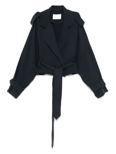 The Frankie Shop Cropped Trench Coat In Black