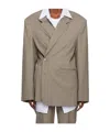 The Frankie Shop Taupe Crosby Wrap Blazer In Brown