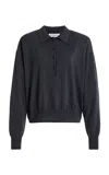 The Frankie Shop Croydon Merino Wool Polo Top In Gray