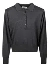 The Frankie Shop Croydon Wool-blend Polo Sweater In Gray