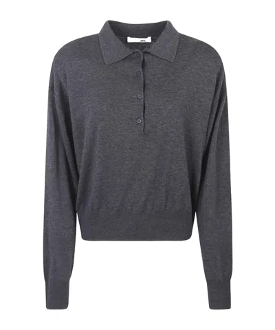 The Frankie Shop Croydon Padded Knit Polo In Gray