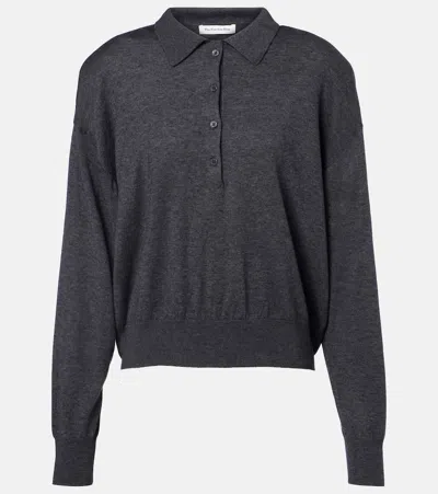 The Frankie Shop Croydon Wool-blend Polo Sweater In Gray