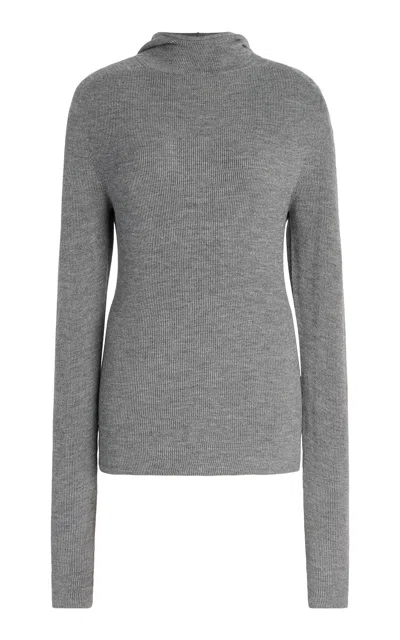 The Frankie Shop Danae Hooded Knit Top In Grey