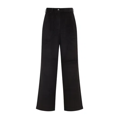 THE FRANKIE SHOP THE FRANKIE SHOP DARK BROWN COTTON NORSTRAND PLEATED CORDUROY TROUSERS
