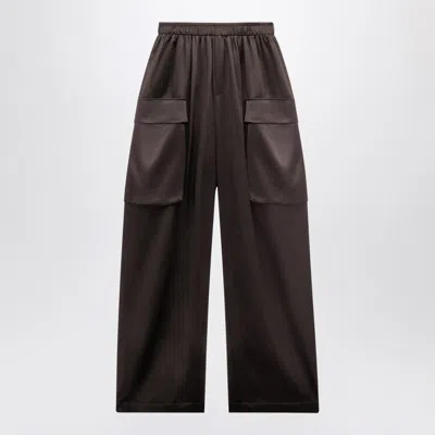 The Frankie Shop Dark Delny Satin Cargo Trousers In Brown