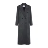 The Frankie Shop Dark Grey Melange Wool Double Breasted Coat In Blue