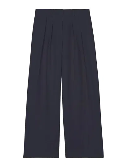 THE FRANKIE SHOP THE FRANKIE SHOP DAYTONA PANTS IN NAVY VIRGIN WOOL BLEND