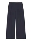 The Frankie Shop Wool Blend Wide Leg Trousers With Belt Loops In Black