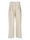 The Frankie Shop Womens Cement Daytona Pleated Wool Trousers In Cream