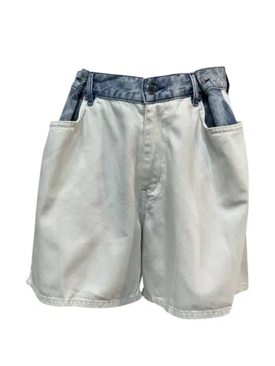 Pre-owned The Frankie Shop Denim Colour-block Shorts In White