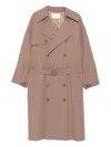 The Frankie Shop Double-breasted Belted Trench Coat In Brown
