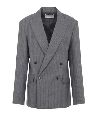 The Frankie Shop Newark Pinstripe Double-breasted Blazer In Multi
