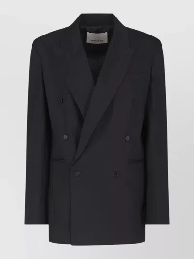 The Frankie Shop Double Breasted Blazer Notched Lapels Design In Black