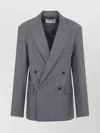 The Frankie Shop Double Breasted Blazer Pinstripes In Gray