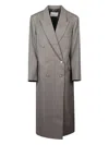 The Frankie Shop Long Double-breasted Coat Featuring Pockets In Gray