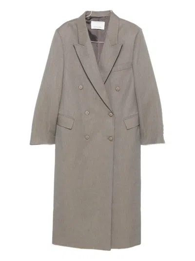 The Frankie Shop Double-breasted Peak-lapel Coat In Gray