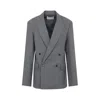 The Frankie Shop Double-breasted Pinstripe Blazer With Wide Lapels In Gray