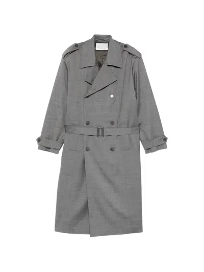 The Frankie Shop Double-breasted Trench Coat In Gray
