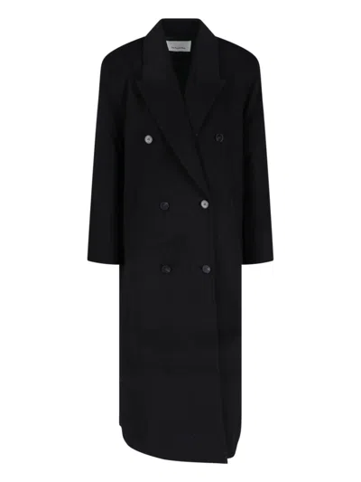 The Frankie Shop Double-breasted Coat "gaia" In Black