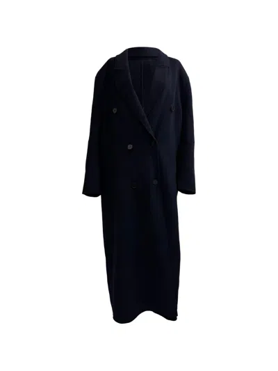 Pre-owned The Frankie Shop Double-breasted Peak-lapel Coat In Blue