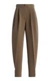 The Frankie Shop Doyer Pleated Wide-leg Pants In Green