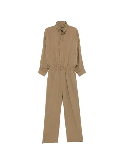 The Frankie Shop Drawstring Jumpsuit In Brown