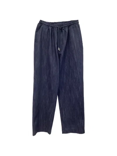Pre-owned The Frankie Shop Drawstring Straight-leg Trousers In Blue