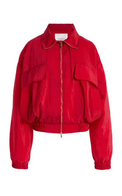 The Frankie Shop Drea Sheer Bomber Jacket In Red