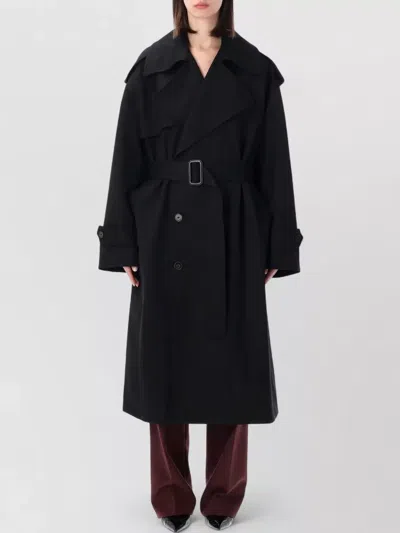 The Frankie Shop Dursey Wool Trench Coat Relaxed Fit In Black