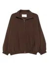 The Frankie Shop Elasticated-cuff Zip-front Jacket In Brown