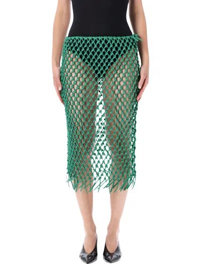 The Frankie Shop Elegant Mini Leather Skirt In Green