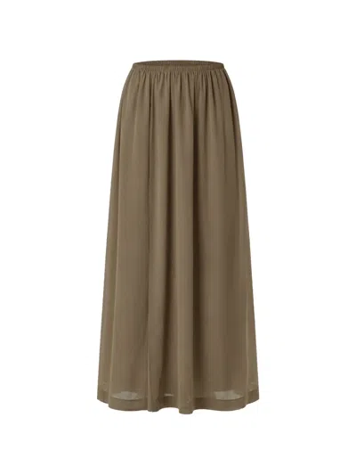 The Frankie Shop Elie Elasticated Gathered Maxi Skirt In Green