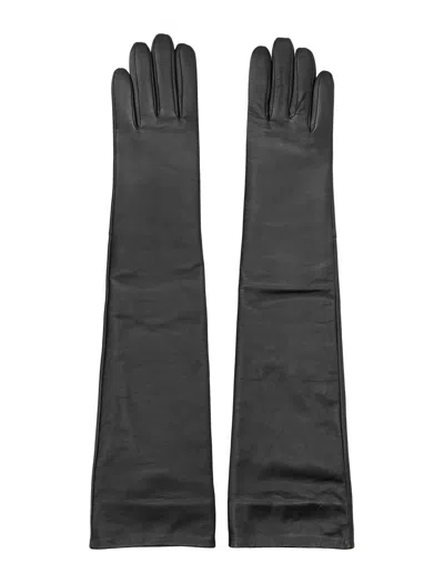 The Frankie Shop Elongated Leather Gloves For Women In Black