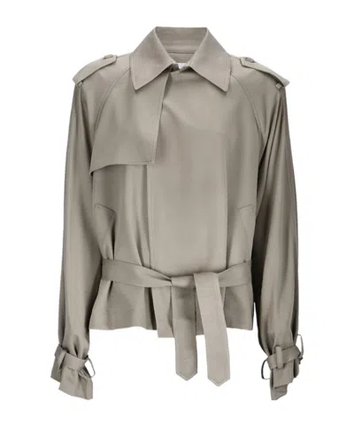 The Frankie Shop Elva Belted Jacket In Brown